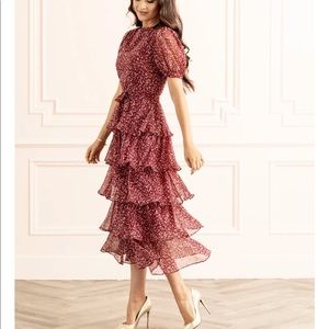 NWT Rachel Parcell Floral Tiered Chiffon Dress M